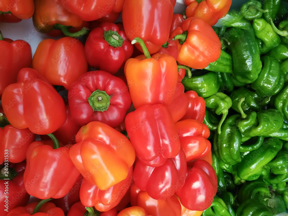 Set of red and green peppers Set of red and green peppers