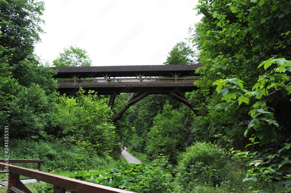 Fototapeta premium Pottenstein, Puttlachtal und Sommerrodelbahn