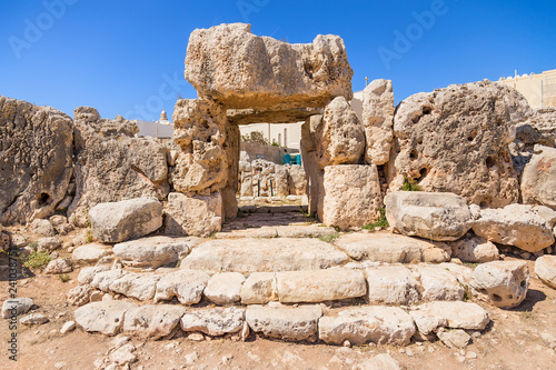 Mgarr, Malta. Excavations of the Neolithic temple of Ta ’Hajrat, 3800 - 3200 BC. UNESCO list photo