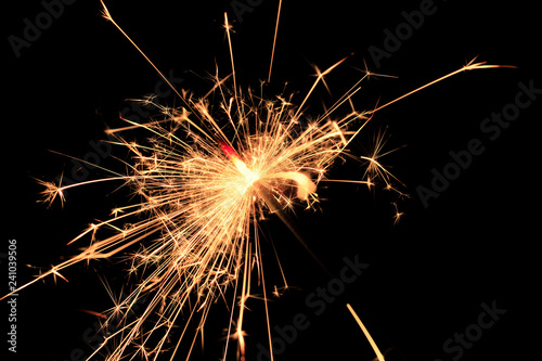 Bengal fire fireworks on black background   sparkling fireworks on black macro background