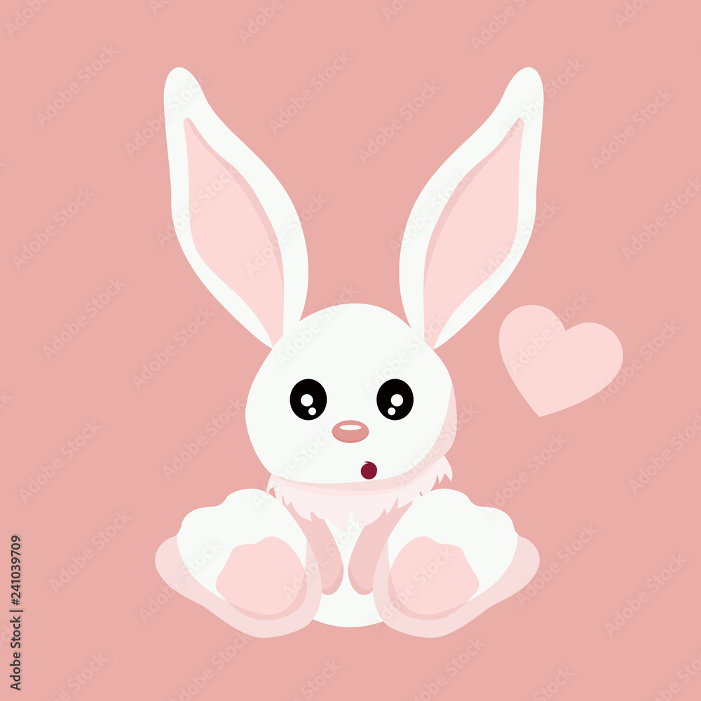 Beautiful baby rabbit valentines card