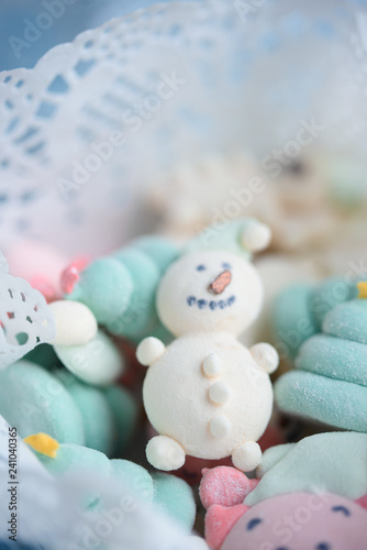 Delicious and beautiful marshmallow snowman.