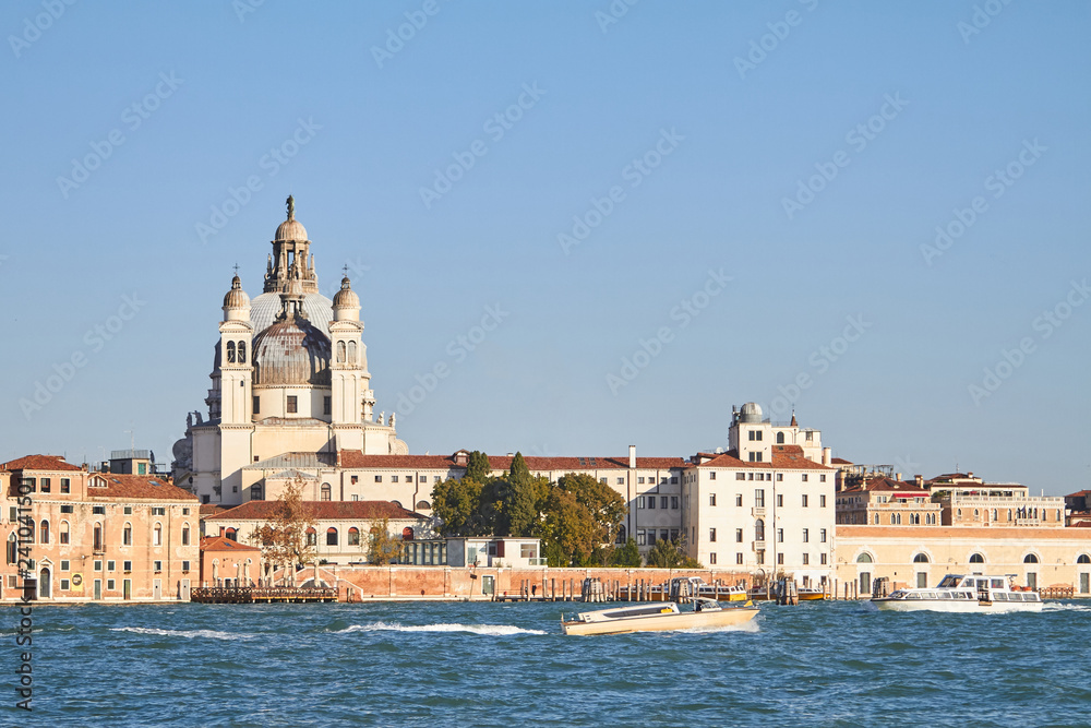 Venice Cathedral - view of the river with boats
