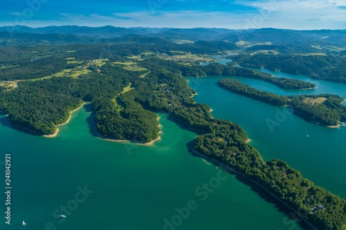 Jezioro Solińskie, Bieszczady. Zdjęcie z powietrza