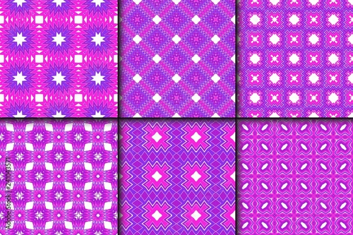 Set Of Seamless Floral Geometric Pattern. For Invitation, Design Wallpaper. Vector Illustration.