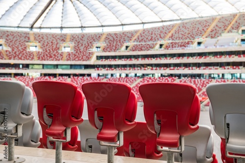 Krzesełka na stadionie piłkarskim, Warszawa, Polska