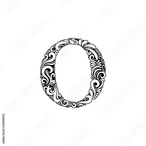 Ornate Letter O - Beautifully detailed letter O isolated on white background