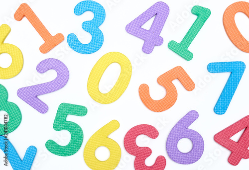 colored numbers on white background. the concept of the school. the child learns to count.