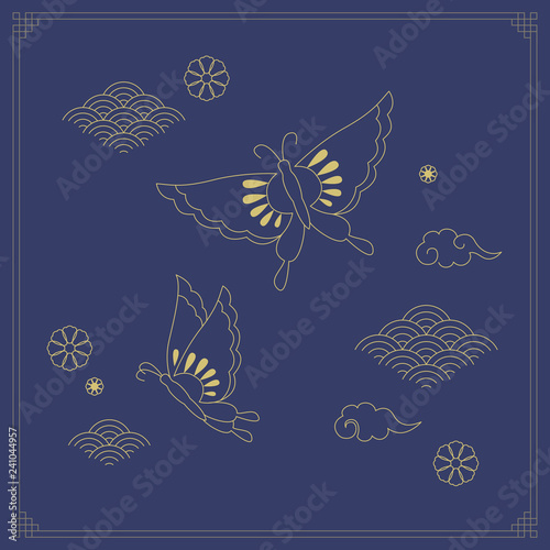 Korean traditional object line vector illustration.