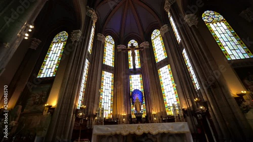 Beautiful Old Church. A View Inside. Altar And Icons.