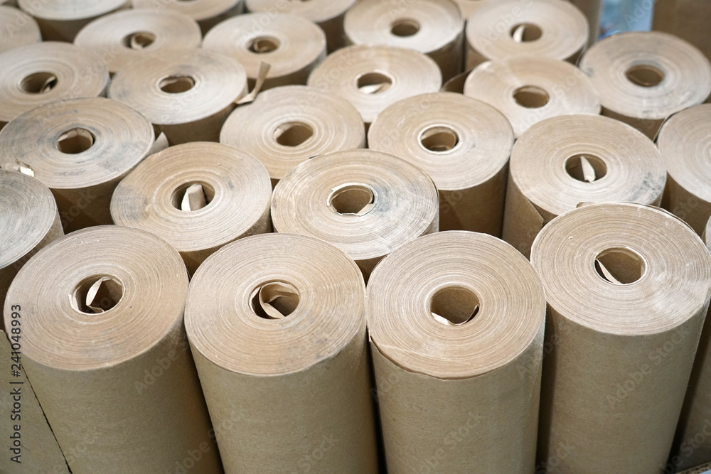 close up on brown paper rolls close up on brown paper rolls