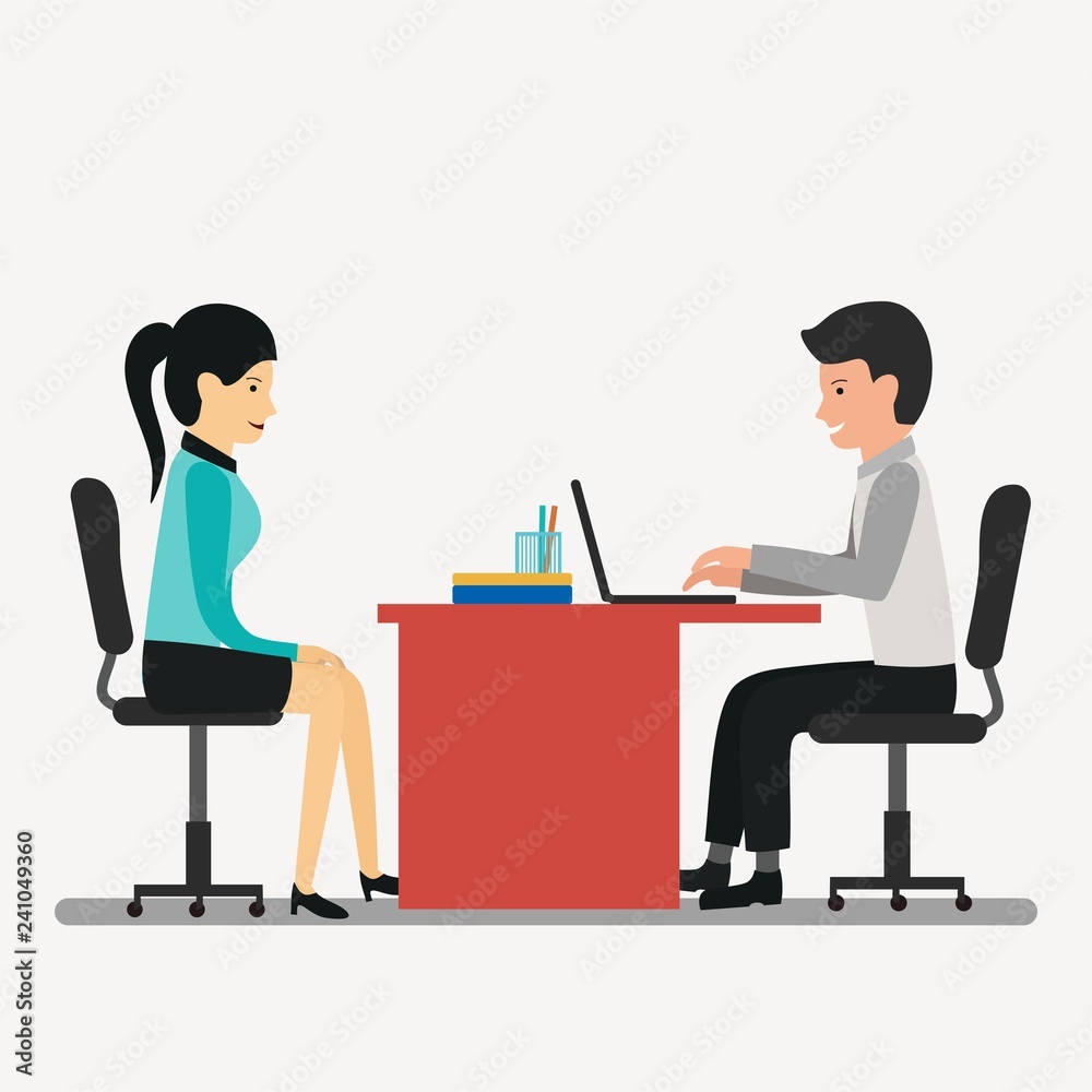 Businessman and businesswoman communication vector illustration 