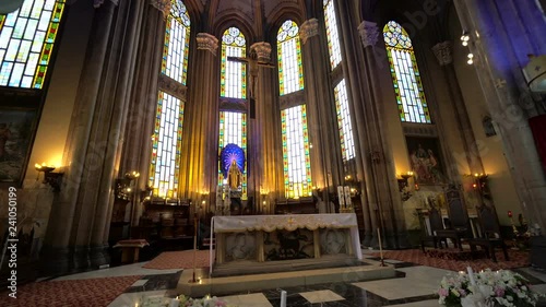 View of St. Antuan Church. Altar, İcons and Stained Glass