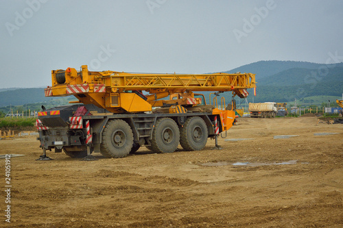 auto crane on construction site