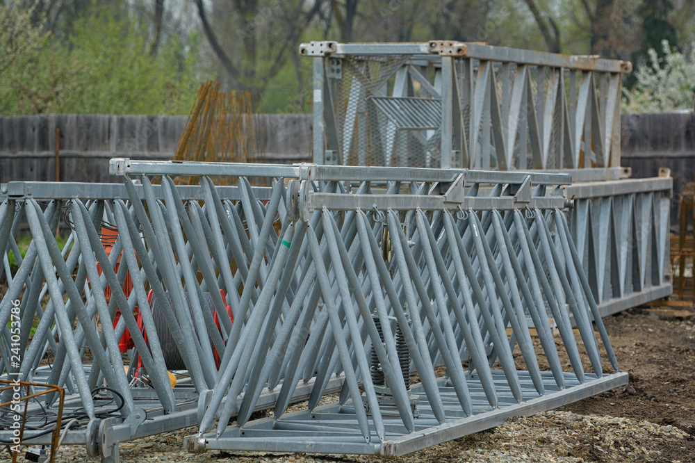 bundle of reinforced components in a construction site