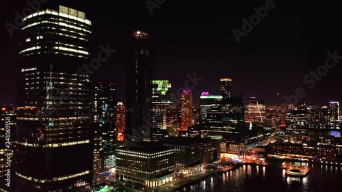 Wallpaper Mural Jersey City skyline by night with pull back camera motion Torontodigital.ca