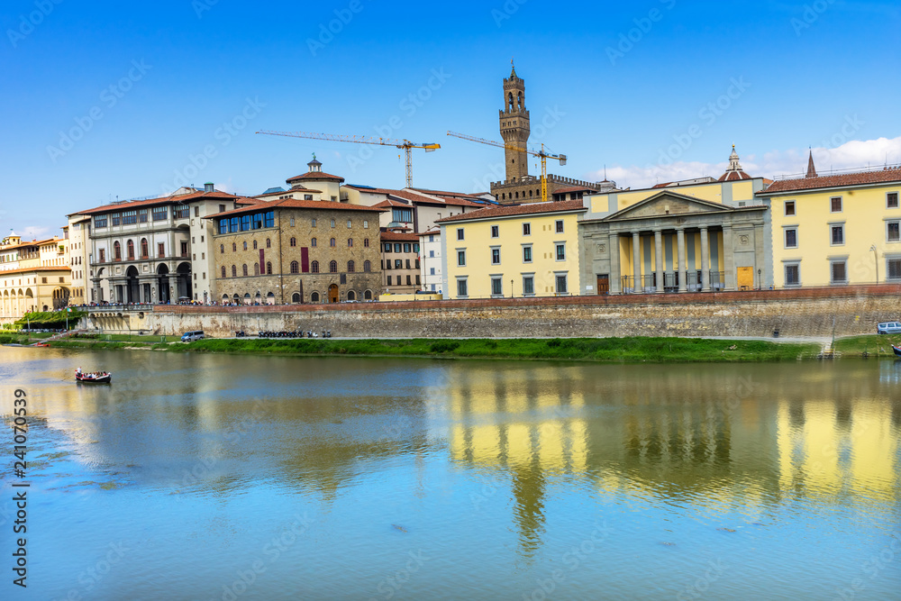 Palazzo Vecchio Arno River Florence Tuscany Italy.
