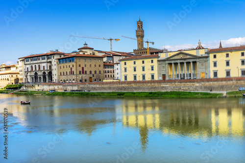Palazzo Vecchio Arno River Florence Tuscany Italy.