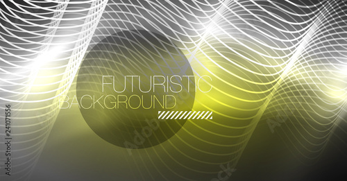 Neon lines wave background. Abstract composition