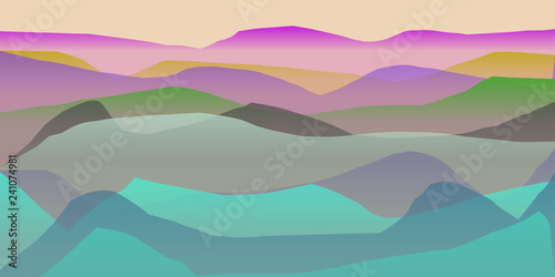 Farbige Berge, Wellen, abstrakte Oberfläche, moderner Hintergrund, Vektorgrafik Illustration für dein Projekt