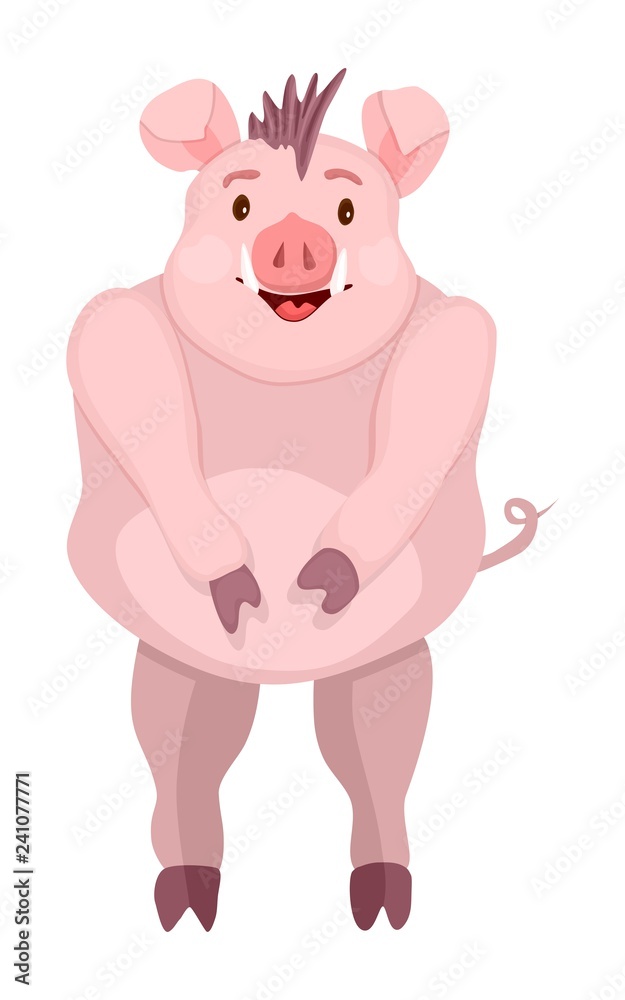 piggy boar cartoon drawing standing animal