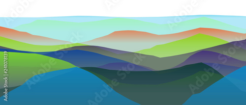 Farbige Berge, Wellen, abstrakte Oberfläche, moderner Hintergrund, Vektorgrafik Illustration für dein Projekt