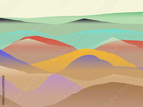 Farbige Berge, Wellen, abstrakte Oberfläche, moderner Hintergrund, Vektorgrafik Illustration für dein Projekt