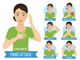 Common symptoms of panic attack and panic disorder. Medicine infographic for brochures and magazines. Vector