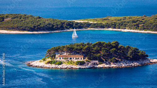 Galesnik island is the first in a row of all Pakleni islands. From this little island there is the most beautiful view at the town of Hvar. photo