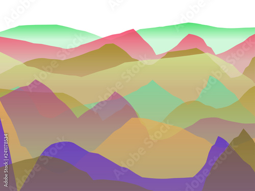Farbige Berge, Wellen, abstrakte Oberfläche, moderner Hintergrund, Vektorgrafik Illustration für dein Projekt