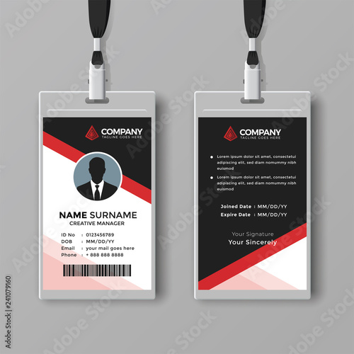 Corporate ID card template with red details