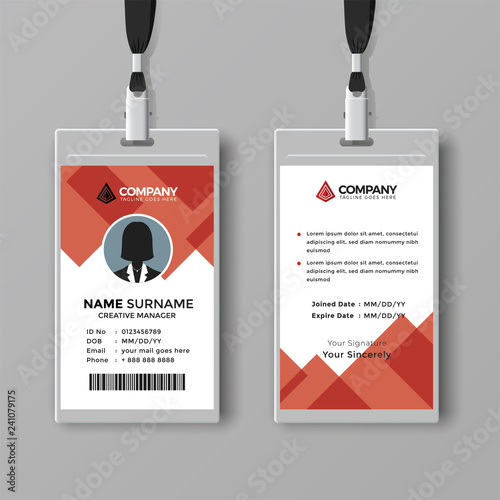 Abstract red ID card design template