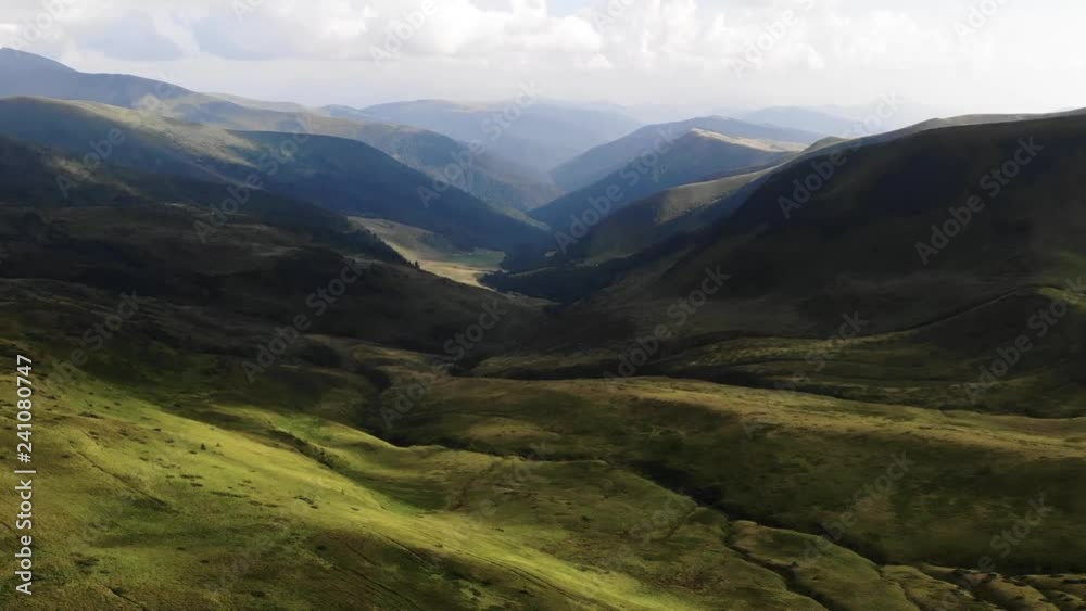 Mountain Landscape With Green Hills Under Blue Sky Aerial View Mountain Landscape With Green Hills Under Blue Sky Aerial View