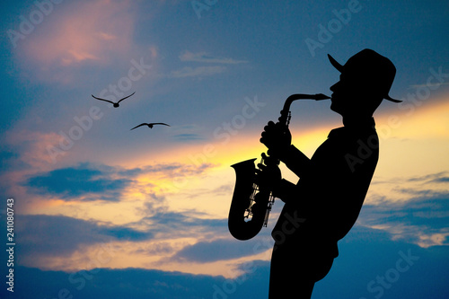 Fotografie illustration of saxophonist man