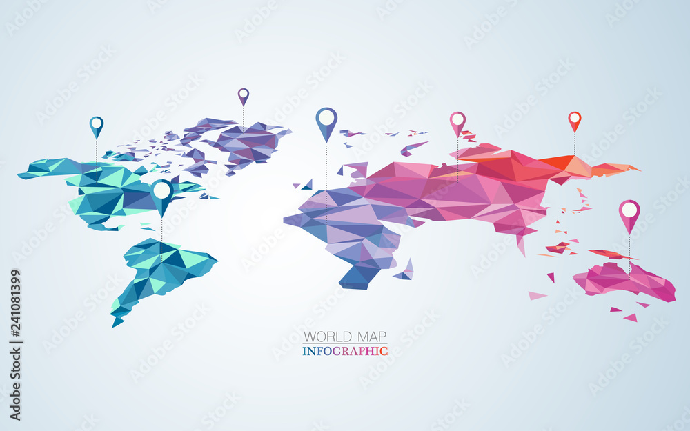 polygon world map element for infographic or decoration Stock Vector ...