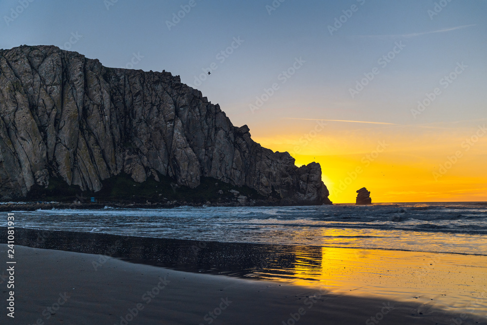 Sunset on the beach, Morro Bay, California