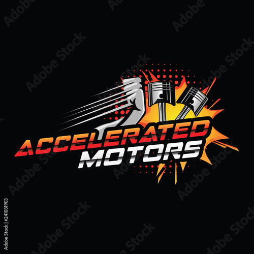 Accelerated Motor Logo With Piston And Forced Hand