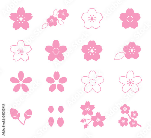Cherry Blossom Flower Icon Set