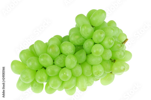 close up on green grape isolated on white background