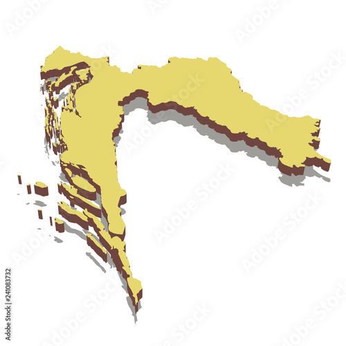 Isometric map of Croatia. Republic of Croatia. Isolated 3D isometric vector illustration for infographic.