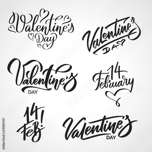 Set of Valentine day writings  calligraphic texts
