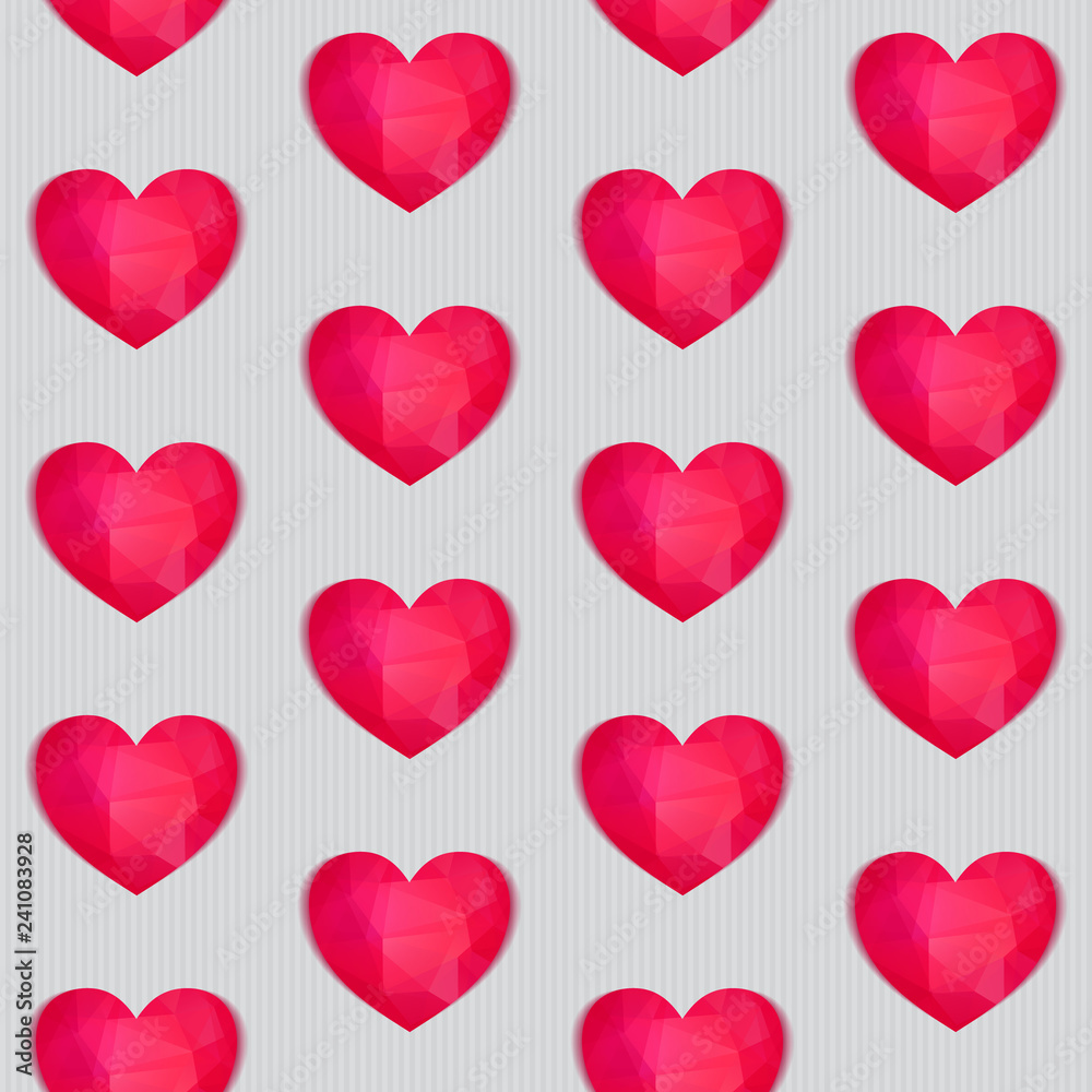Vector gem heart seamless texture