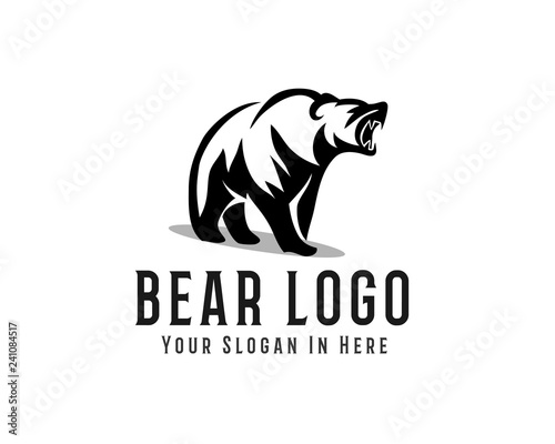 roaring bear drawing art logo design inspiration