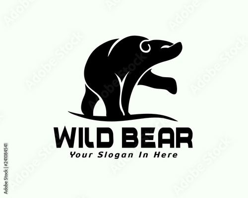 stand bear with play logo design inspiration