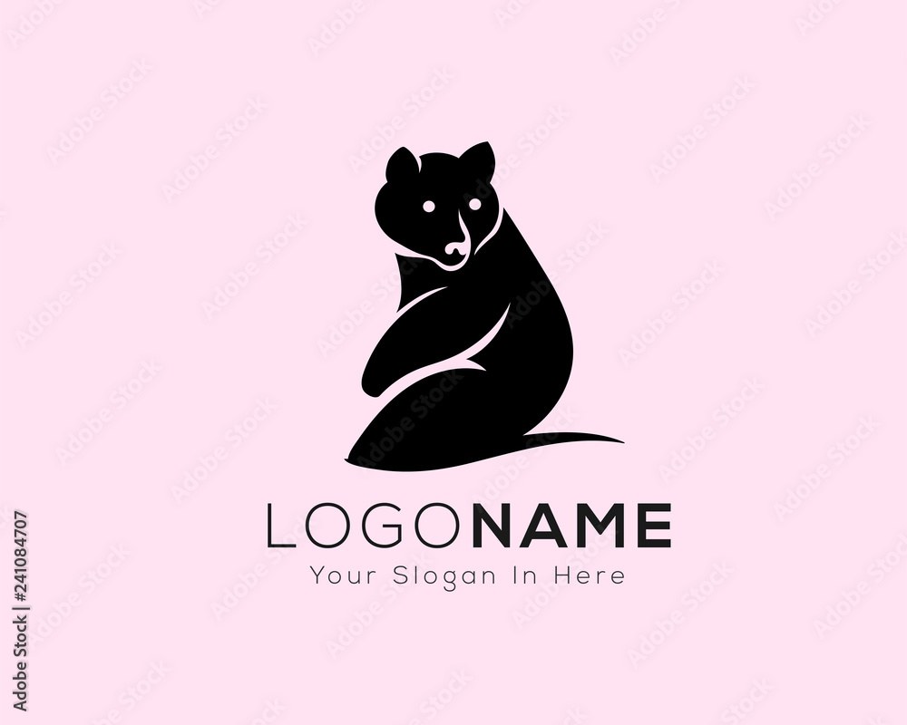 Lazy bear with relax logo design illustration