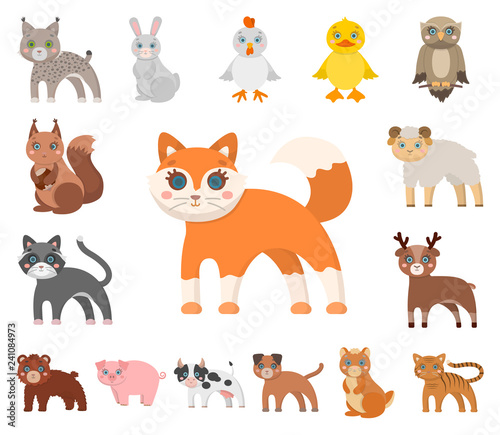 Toy animals cartoon icons in set collection for design. Bird, predator and herbivore vector symbol stock web illustration.