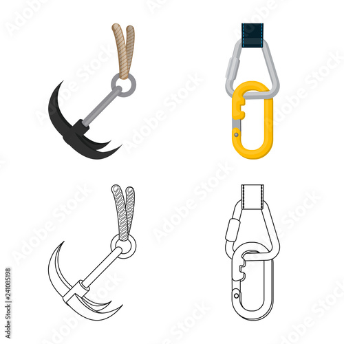 Vector design of mountaineering and peak logo. Set of mountaineering and camp vector icon for stock.