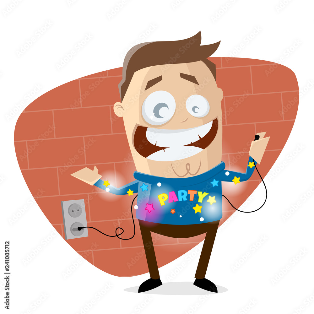 funny cartoon man with ugly party sweater Stock Vector | Adobe Stock