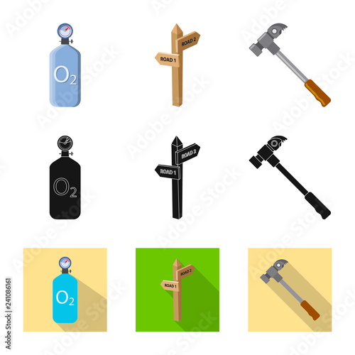 Isolated object of mountaineering and peak icon. Collection of mountaineering and camp stock symbol for web.