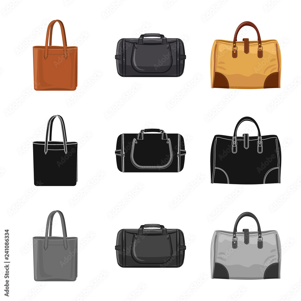 Isolated object of suitcase and baggage icon. Collection of suitcase and journey stock symbol for web. Isolated object of suitcase and baggage icon. Collection of suitcase and journey stock symbol for web.